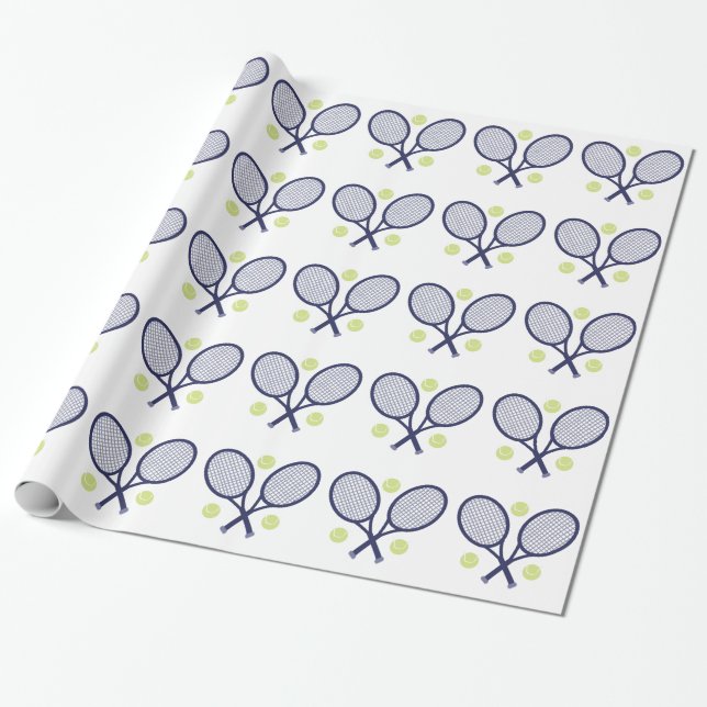 Tennis Rackets Wrapping Paper (Unrolled)