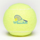 Tennis racquet and ball blue cyan graphic custom