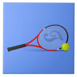 Tennis Racquet and Ball Ceramic Tile