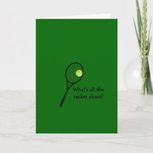 Tennis Racquet and Ball on green Birthday card