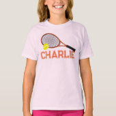Tennis racquet and ball orange graphic custom T-Shirt (Front)