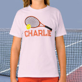 Tennis racquet and ball orange graphic custom T-Shirt