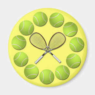 TENNIS RACQUET AND BALLS MAGNET