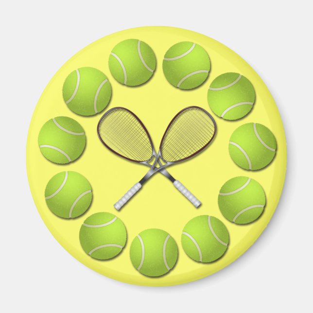 TENNIS RACQUET AND BALLS MAGNET (Front)