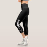 Tennis Racquet Custom Text or Team Name Black Capri Leggings<br><div class="desc">Stand out on the court with these super comfortable capri leggings featuring criss-crossed tennis racquets and your custom text (or leave "TENNIS" set against a black background. Easily change the colour to match your club or team colours! Comfortable, high quality leggings - perfect for the tennis player in your life....</div>
