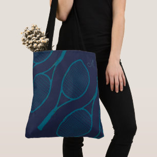 Tennis Racquets Blue Tote Bag