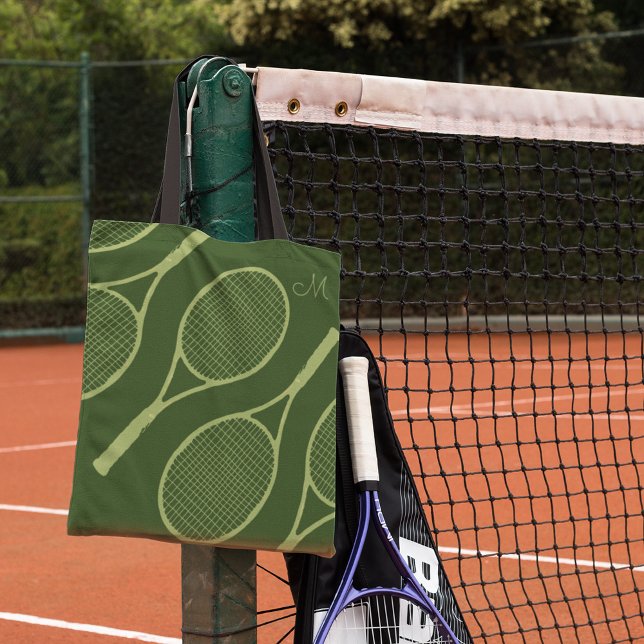 tennis racquets green tote bag (Creator Uploaded)
