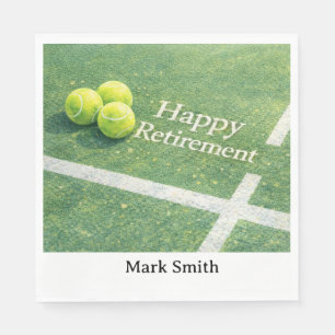 Tennis Retirement with tennis racket and ball Napkin