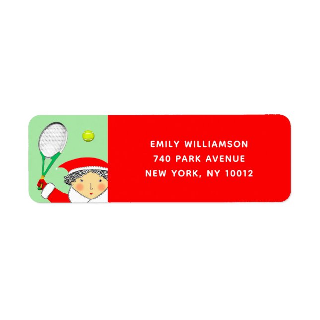Tennis return-address holiday labels (Front)