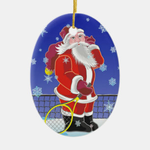 Tennis Santa, Christmas tree, Ceramic Ornament