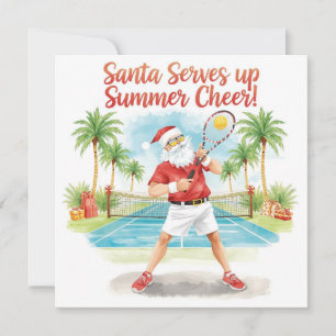 Tennis Santa Claus Christmas themed Holiday Card