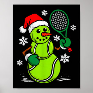 Tennis Santa Hat Snowman Xmas Funny Tennis Lover C Poster
