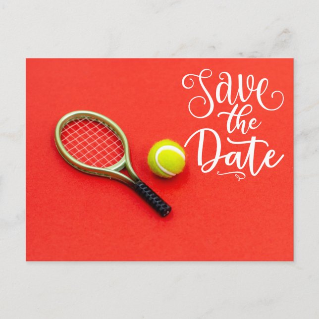 Tennis  Save the Date for Party Invitation    Postcard (Front)