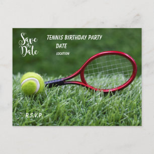 Tennis save the date for party postcard