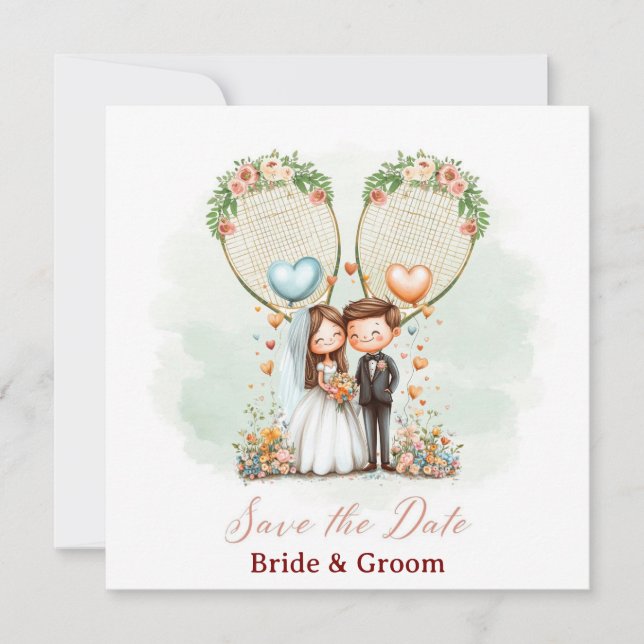 Tennis Save the date Invitation  for Wedding  (Front)