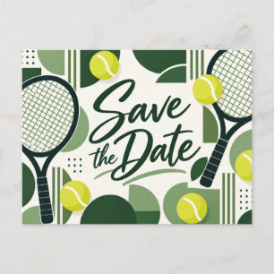 Tennis Save the Date Racket and Ball Design Postcard