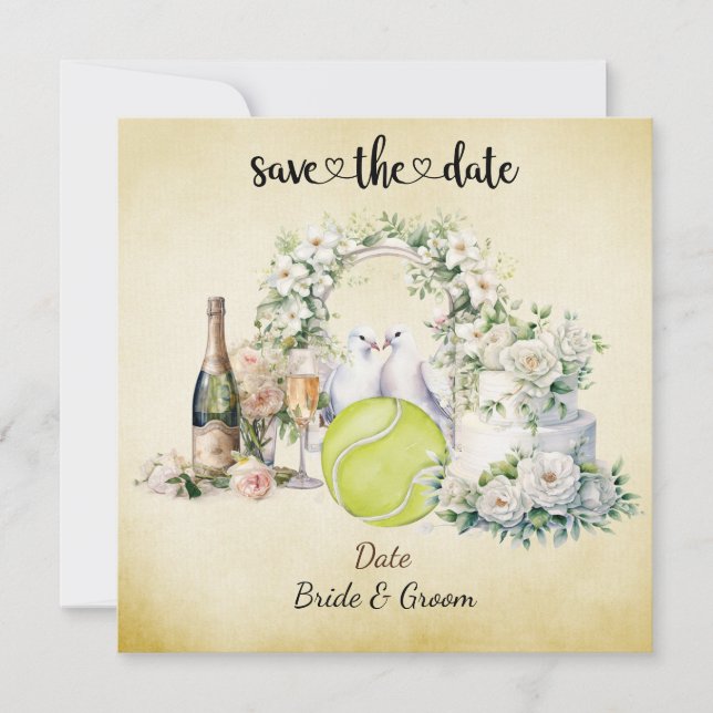 Tennis Save the date Wedding Party  Invitation (Front)