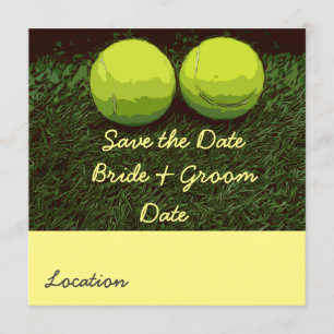 Tennis Save the date with two balls are on green Invitation