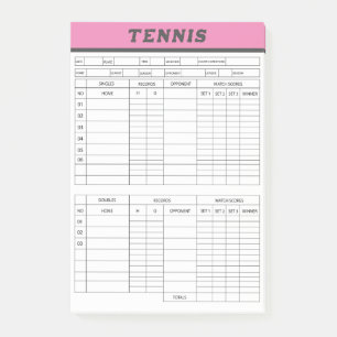 Tennis Score Sheets -Scoring Pad Post-it Notes