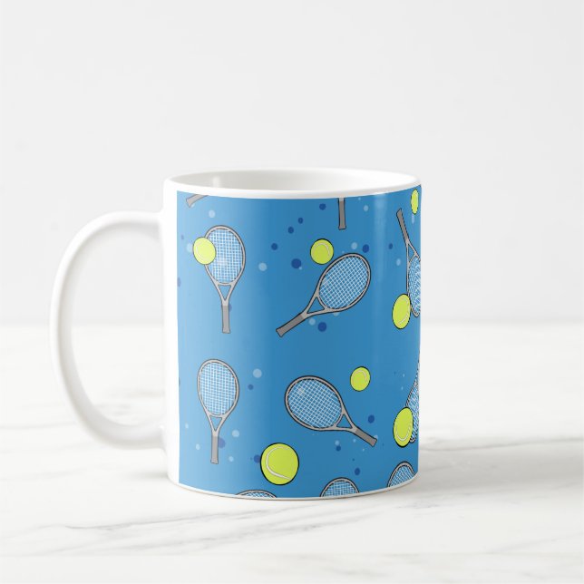 Tennis Seamless Pattern - Racket and Ball   Coffee Mug (Left)