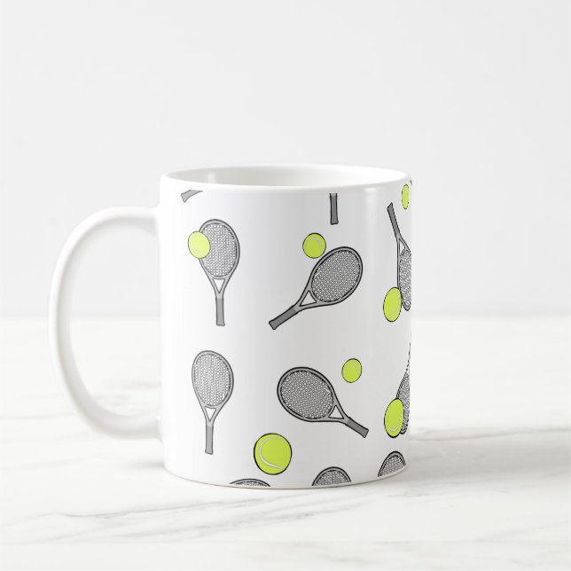 Tennis Seamless Pattern - Racket and Ball  Coffee Mug (Left)