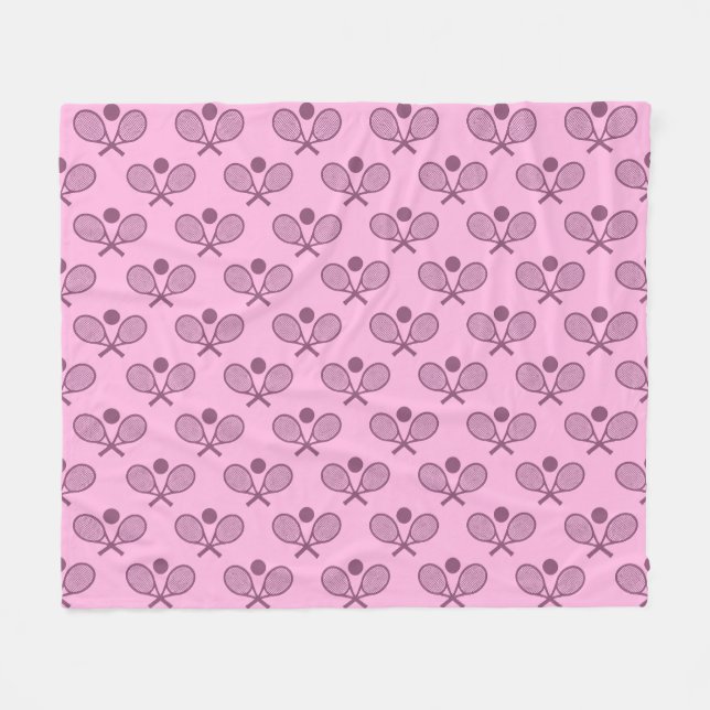 Tennis Seamless Pattern - Racket and Ball in Pink  Fleece Blanket (Front (Horizontal))