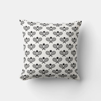Tennis Seamless Pattern - Racket and Ball on White Cushion