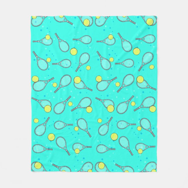 Tennis Seamless Pattern - Racket & Ball  Fleece Blanket (Front)