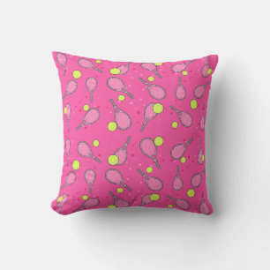Tennis Seamless Pattern - Racket & Ball on Magenta Cushion