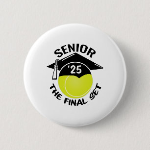 Tennis Senior 2025 The Final Set Graduation Cap 6 Cm Round Badge