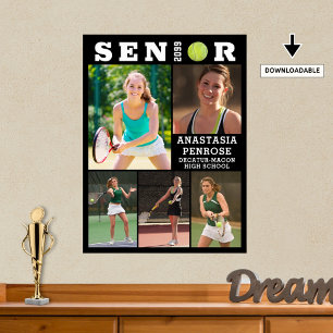 Tennis Senior Graduation 5 Photo Collage Poster