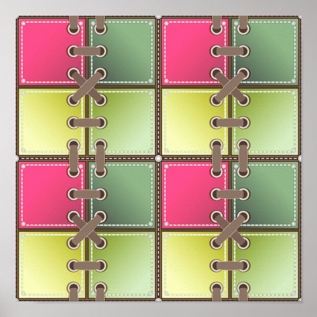 Tennis Shoe fashion art laces pink and green Poster (Front)