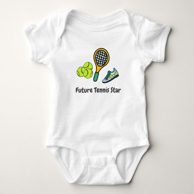 Tennis shoe racket ball for Future Tennis Star  Baby Bodysuit (Front)