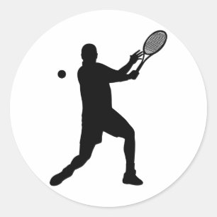 tennis silhouettes classic round sticker