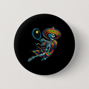 Tennis Skeleton Mexican Sombrero Cinco De Mayo Ten 6 Cm Round Badge
