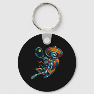 Tennis Skeleton Mexican Sombrero Cinco De Mayo Ten Key Ring