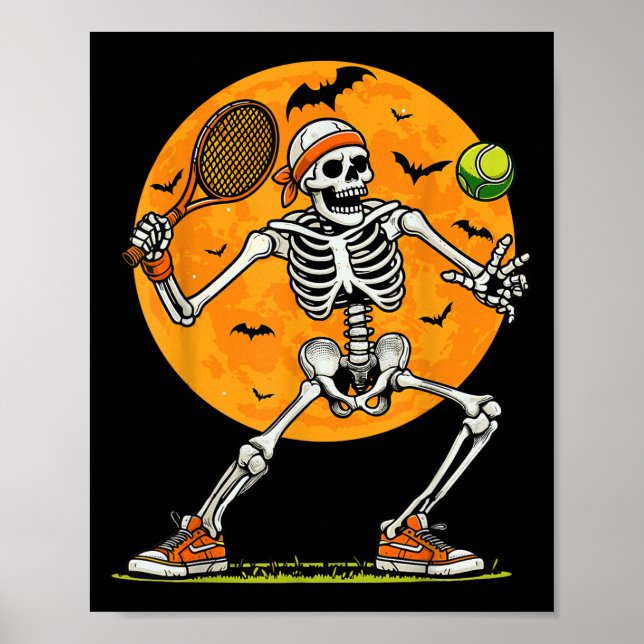Tennis Skeleton Soky Boys Funny Halloween Tennis P Poster (Front)