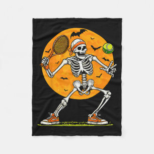 Tennis Skeleton Spooky Boys Funny Halloween Tennis Fleece Blanket