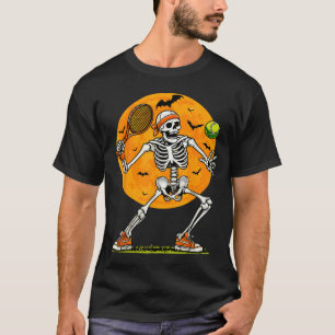 Tennis Skeleton Spooky Boys Funny Halloween Tennis T-Shirt