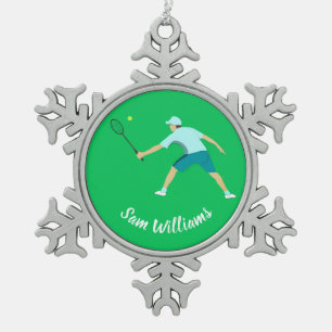 Tennis Snowflake Pewter Christmas Ornament