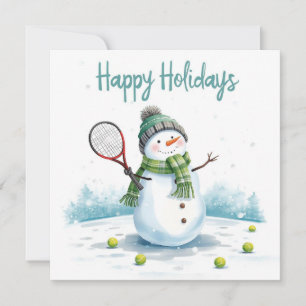 Tennis Snowman Christmas Festive Racquets Holiday Card