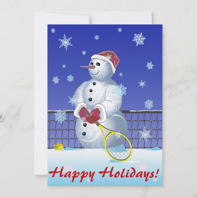 Tennis Snowman Holidays party Invitation (Front)