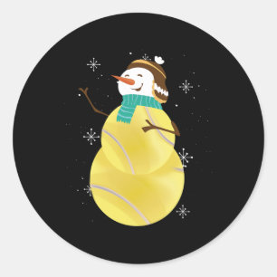 Tennis Snowman Winter Vibes Sports Fan Classic Round Sticker