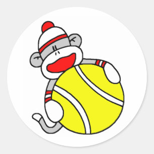 Tennis Sock Monkey Classic Round Sticker