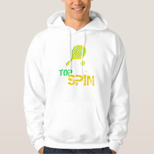 Tennis Sport Pop Art, Green & Yellow Racket & Ball Hoodie