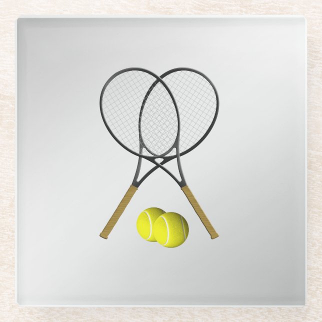 Tennis Sport Theme Glass Coaster (Front)