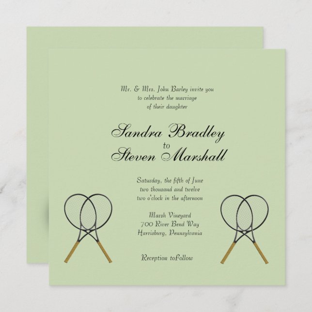 Tennis Sport Theme Wedding Invitations (Front/Back)