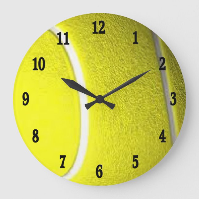 Tennis Sport Wall Clock w Black Numbers (Front)
