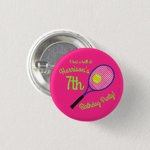 Tennis Sports Birthday Party Pink 3 Cm Round Badge