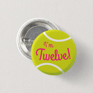 Tennis Sports Birthday Party Pink 3 Cm Round Badge